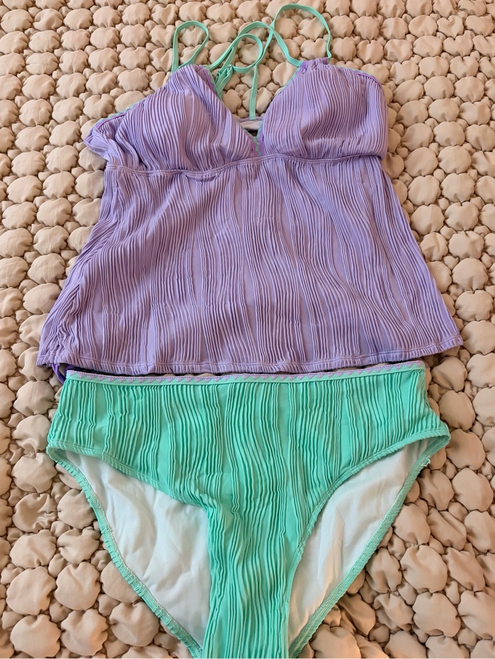 Women’s Lavender & Mint Two-Piece Swim Tankini Set